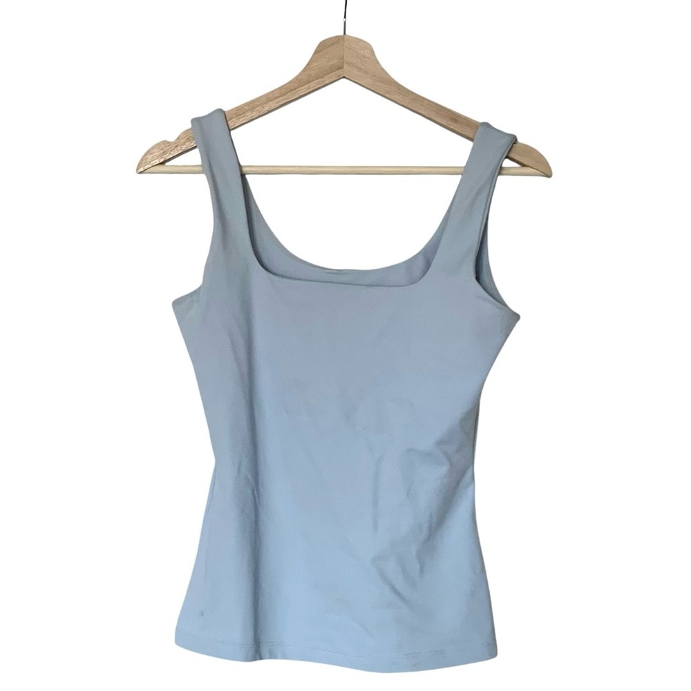 Blackmilk S - limited - powder blue lined tank minimalist Twee office pastel